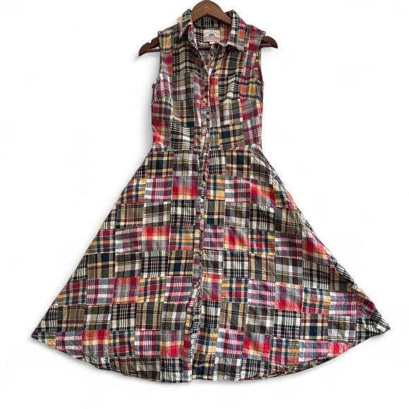 Kiel James Patrick Madras Patchwork Shirt Dress Summer Soirée Size 0 - Picture 2 of 7